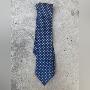 Daniel Cremieux Handmade Silk Navy Blue Tie with Floral Grid Design